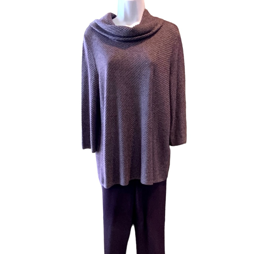 Chico’s Easywear Turtleneck Sweater Cowl Neck Purple and Silver Gray Size Large